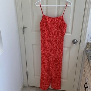 Red floral romper